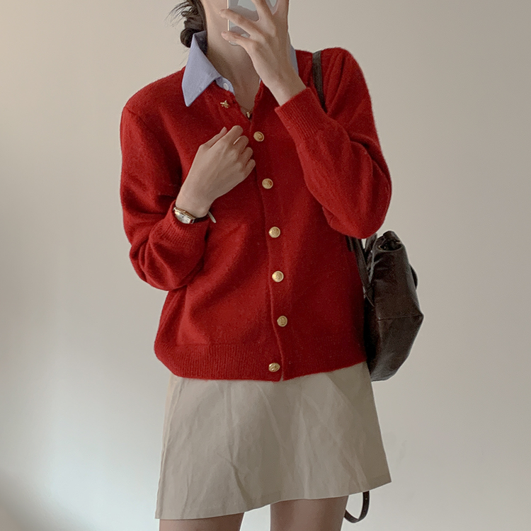 ルーズフィットカーディガン(5color) red