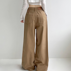 バイブハイウエストワイドパンツコットンパンツ｜コットンパンツ｜韓国