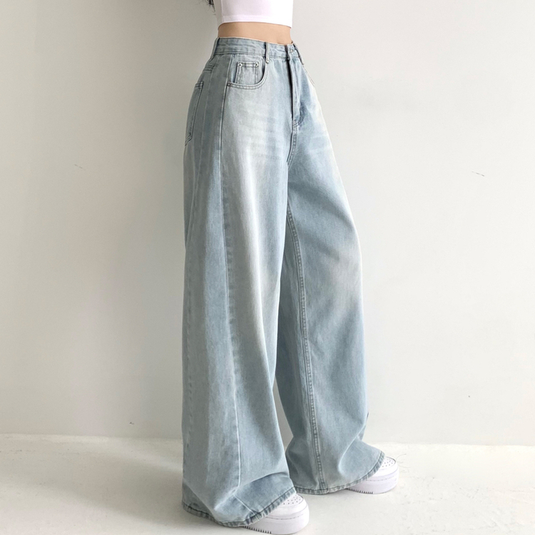 ビンテージウォッシングハイウエストデニムパンツ LIGHT BLUE