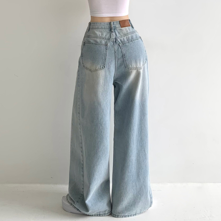 ビンテージウォッシングハイウエストデニムパンツ LIGHT BLUE