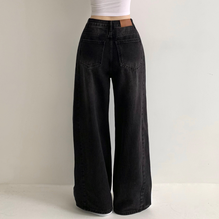 ビンテージウォッシングハイウエストデニムパンツ BLACK DENIM