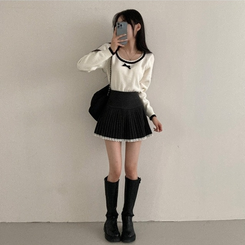 レインレースプリーツミニスカート ST/GREY