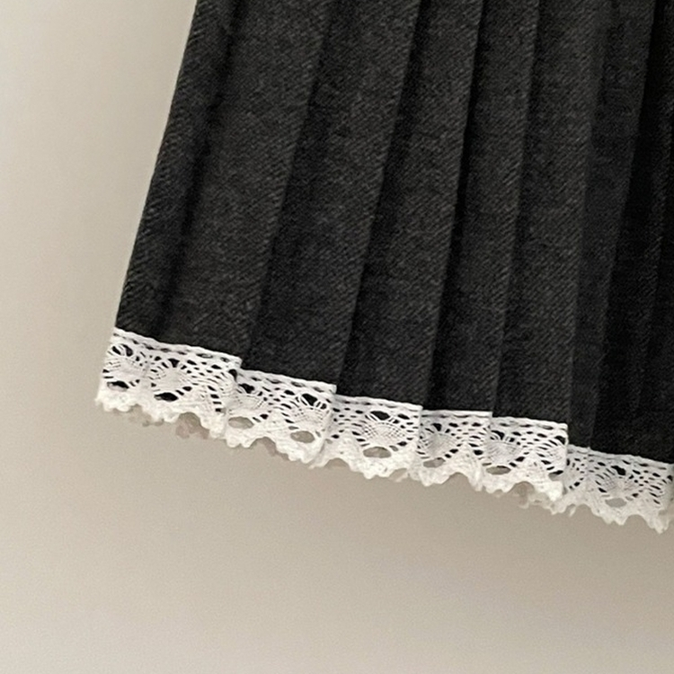 레인 레이스 플리츠 미니 스커트