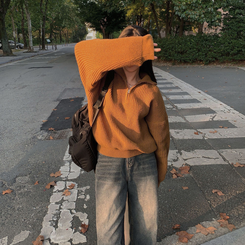 어라운드 하찌반집업 루즈핏 카라 니트 5color 카멜