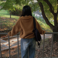 어라운드 하찌반집업 루즈핏 카라 니트 5color 카멜