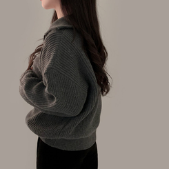 어라운드 하찌반집업 루즈핏 카라 니트 5color 차콜