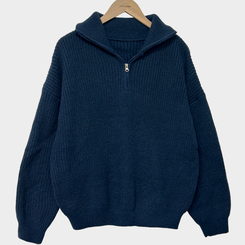 어라운드 하찌반집업 루즈핏 카라 니트 5color