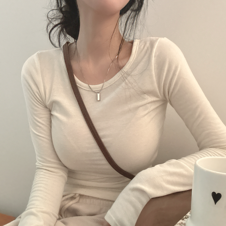 【起毛】スリムフィット無地長袖Tシャツ(8color) CREAM