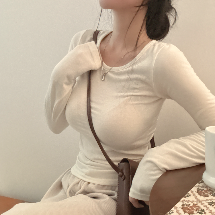 【起毛】スリムフィット無地長袖Tシャツ(8color) CREAM