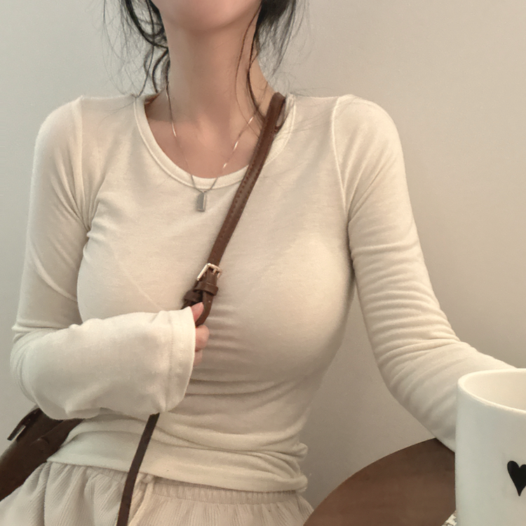 【起毛】スリムフィット無地長袖Tシャツ(8color) CREAM