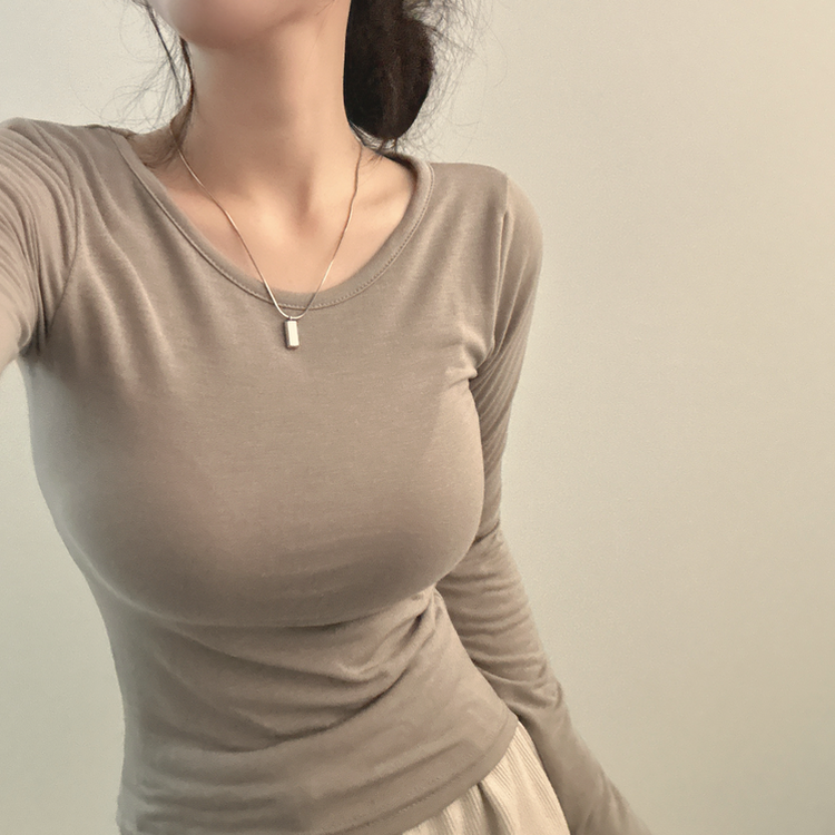 【起毛】スリムフィット無地長袖Tシャツ(8color) MOCHA