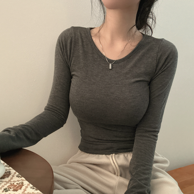 【起毛】スリムフィット無地長袖Tシャツ(8color) CHARCOAL