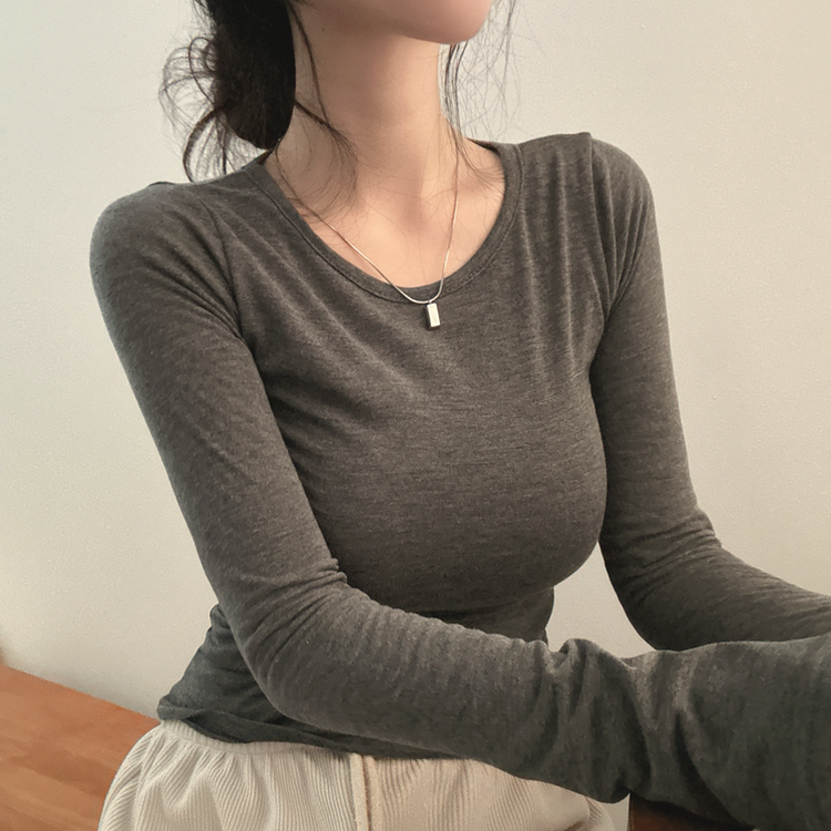 【起毛】スリムフィット無地長袖Tシャツ(8color) CHARCOAL