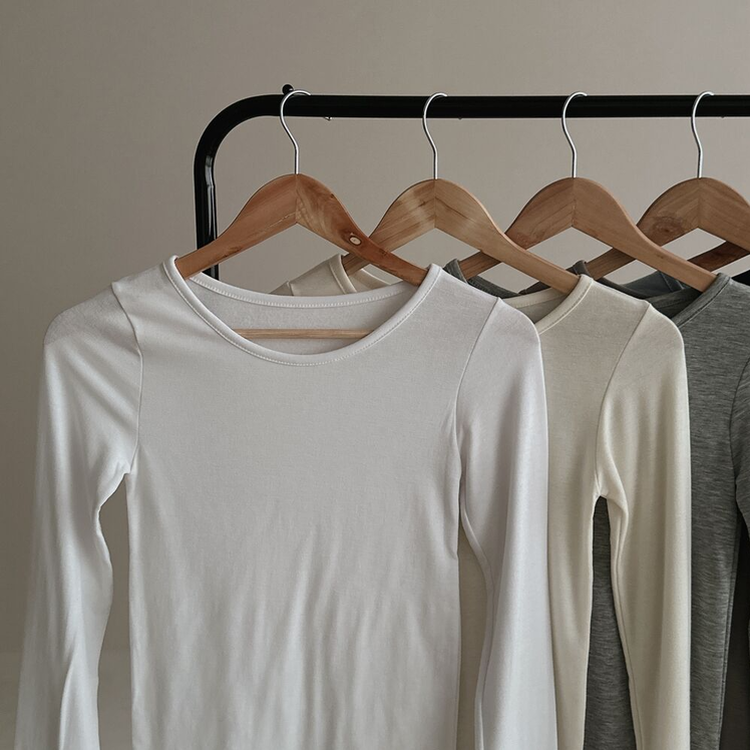 【起毛】スリムフィット無地長袖Tシャツ(8color)