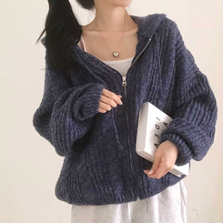 ケーブルニットパーカージップアップ(7color)｜ジャンパー｜韓国