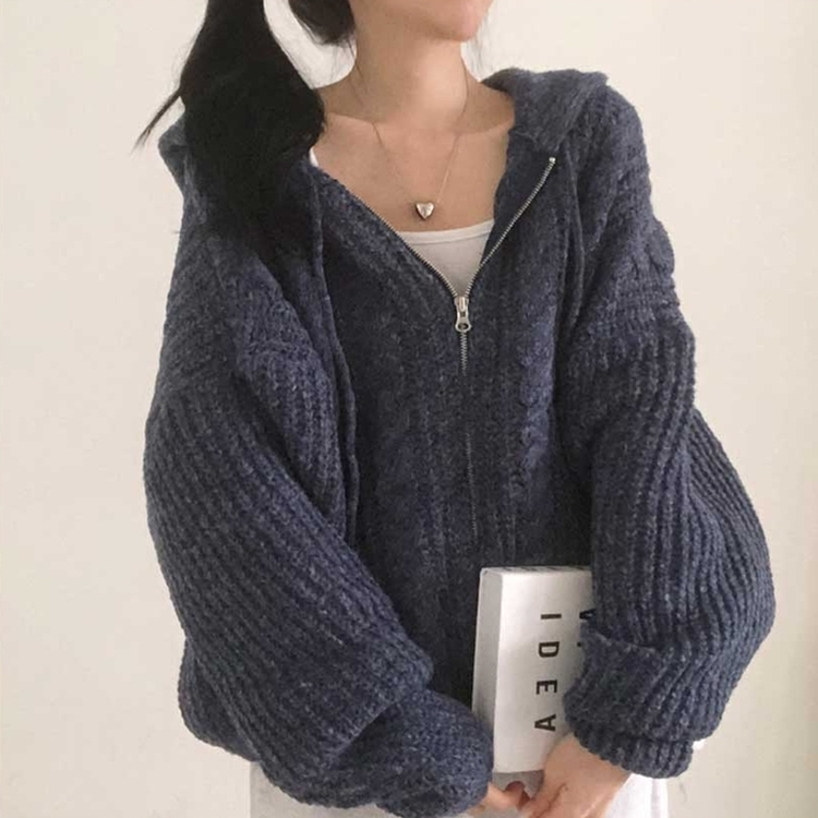 ケーブルニットパーカージップアップ(7color)｜ジャンパー｜韓国