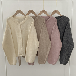 슈크림 알파카 라운드 러블리 벌룬 니트 울가디건