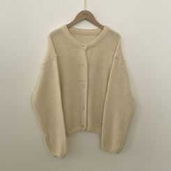 슈크림 알파카 라운드 러블리 벌룬 니트 울가디건