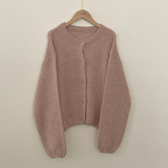 슈크림 알파카 라운드 러블리 벌룬 니트 울가디건