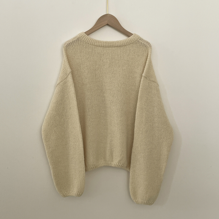 슈크림 알파카 라운드 러블리 벌룬 니트 울가디건