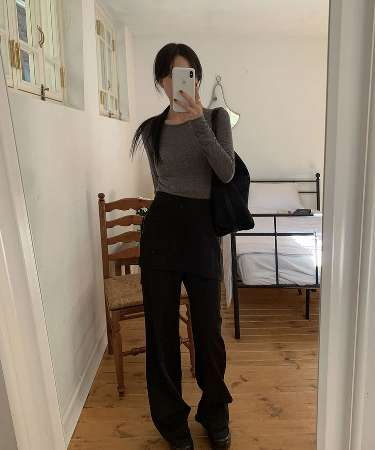 レイヤードスカートパンツスラックスパンツ BLACK