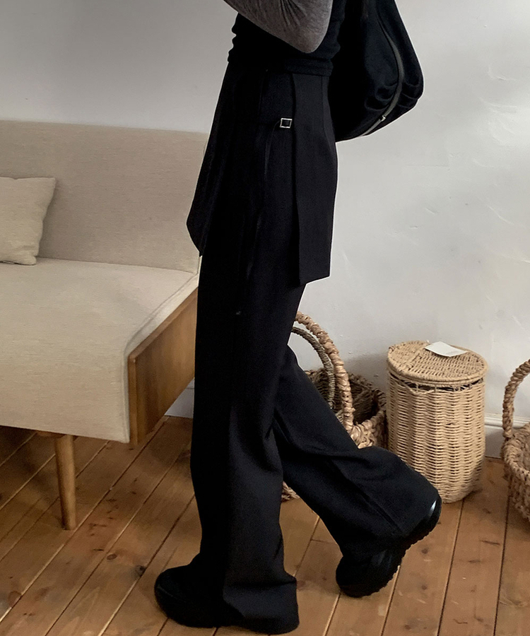 レイヤードスカートパンツスラックスパンツ BLACK