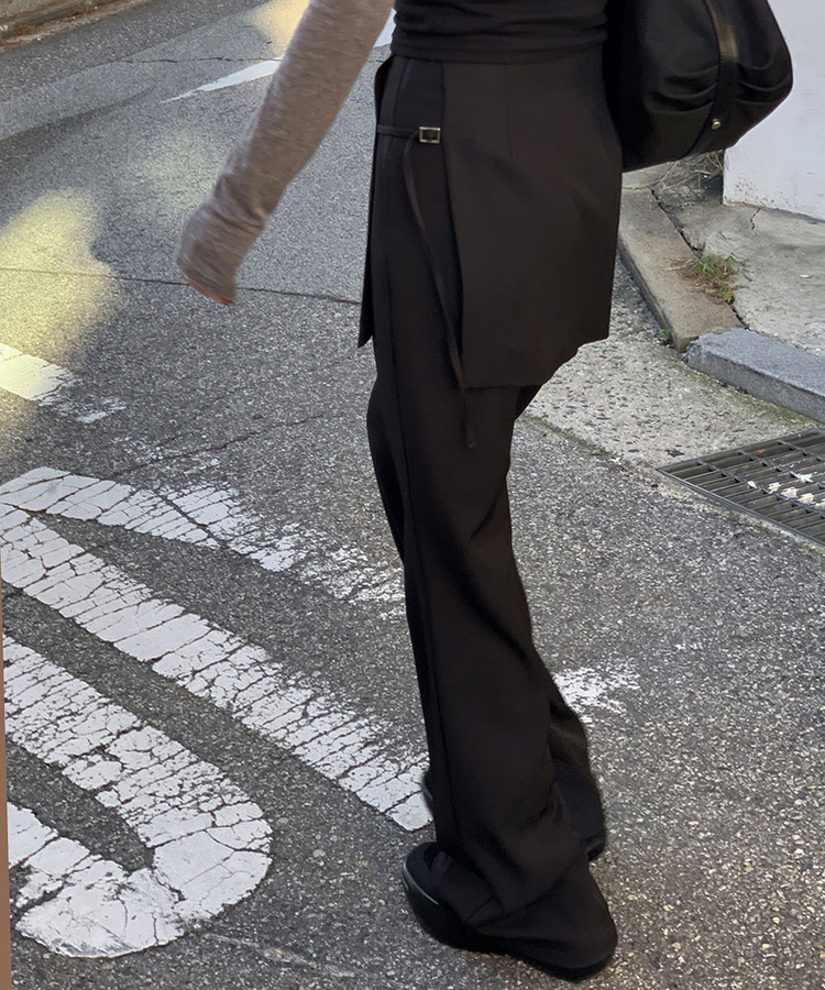 レイヤードスカートパンツスラックスパンツ BLACK