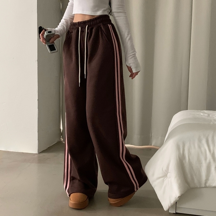 ヌテラバイカラートレーニングジャージラインパンツ BROWN