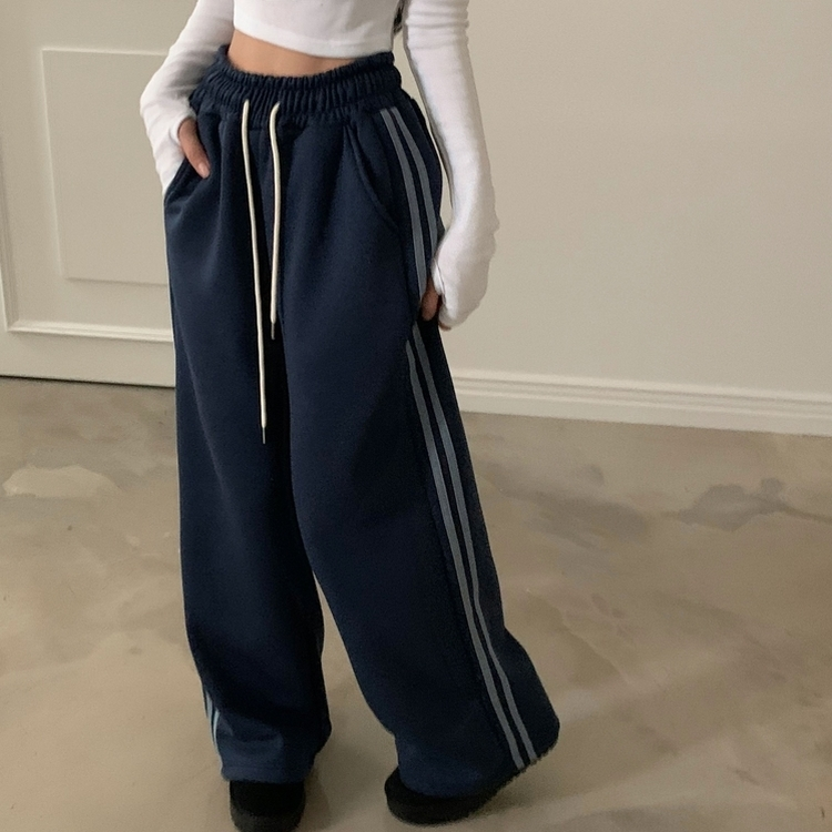 ヌテラバイカラートレーニングジャージラインパンツ NAVY