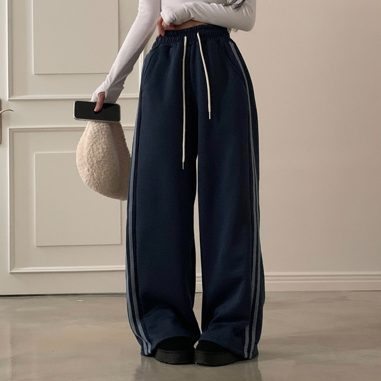 ヌテラバイカラートレーニングジャージラインパンツ NAVY