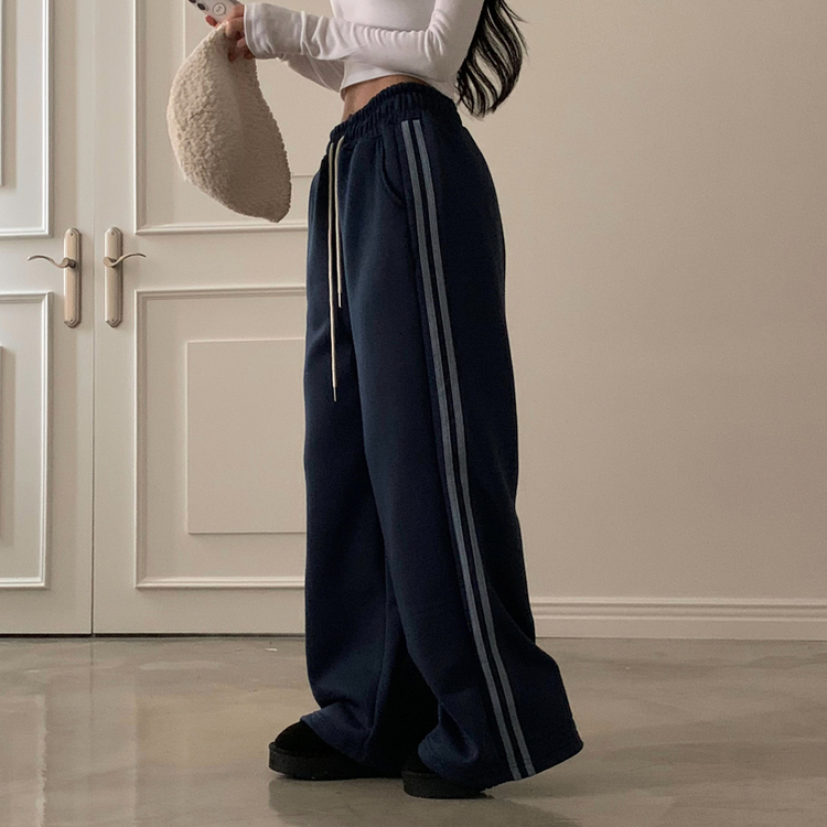 ヌテラバイカラートレーニングジャージラインパンツ NAVY