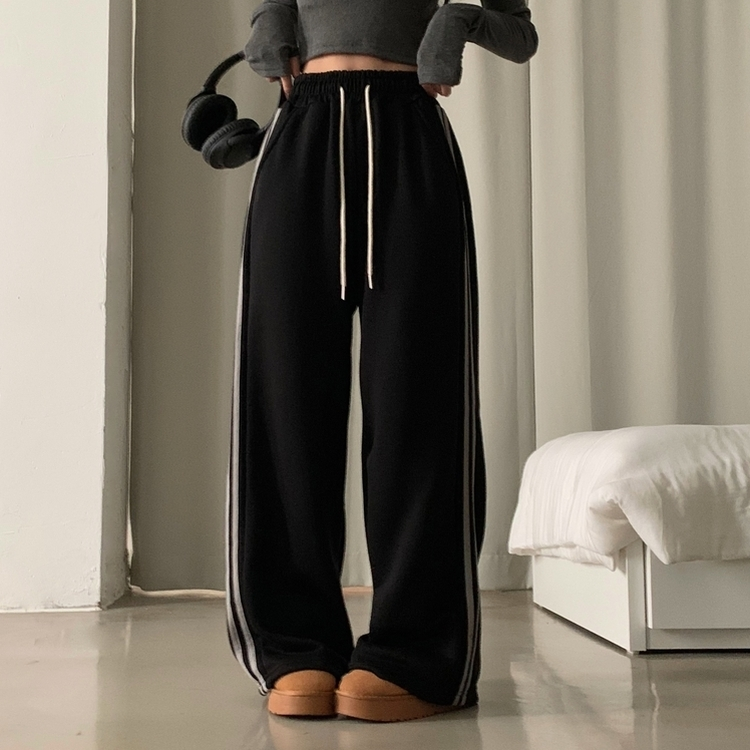 ヌテラバイカラートレーニングジャージラインパンツ BLACK