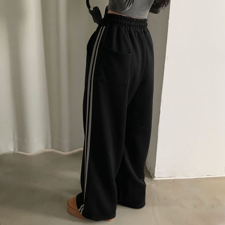 ヌテラバイカラートレーニングジャージラインパンツ BLACK