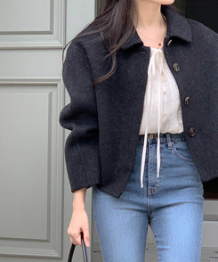 ボタンハンドメイドウールジャケット｜ジャケット｜韓国ファッション