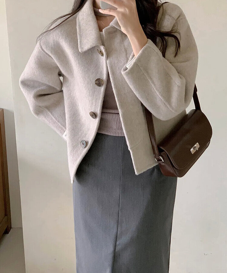 ボタンハンドメイドウールジャケット｜ジャケット｜韓国ファッション