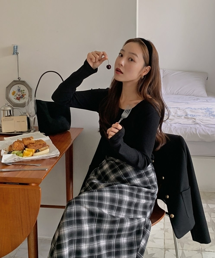 ok.soon チェック柄 ロングスカート CATEGORY skirt | ok.soon