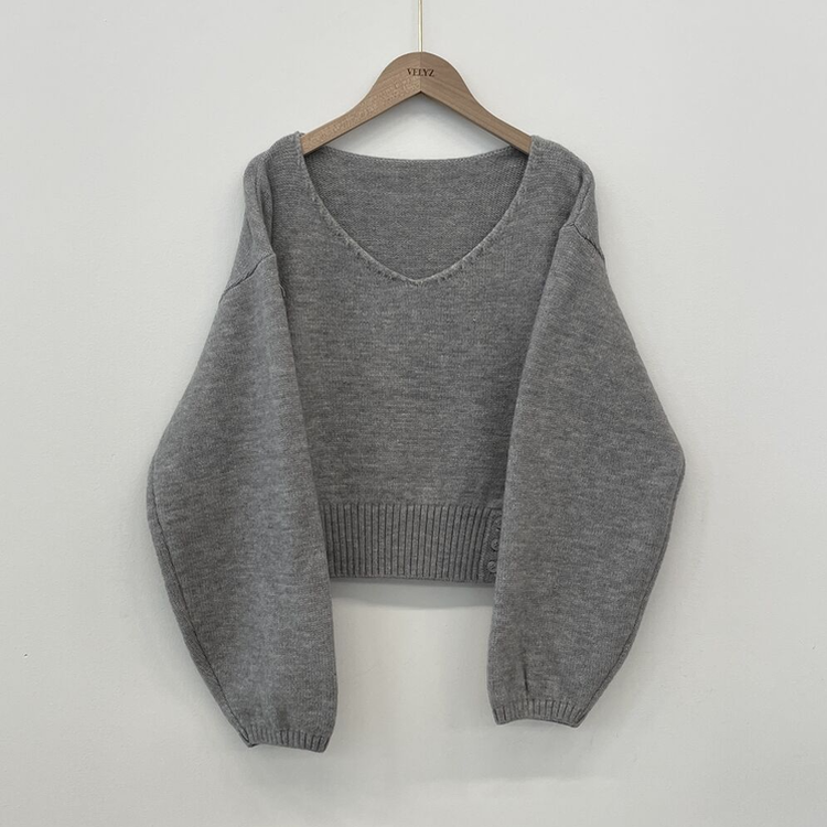 아방핏 트임버튼 원 오프숄더 크롭 입술넥 벌룬니트 연말룩