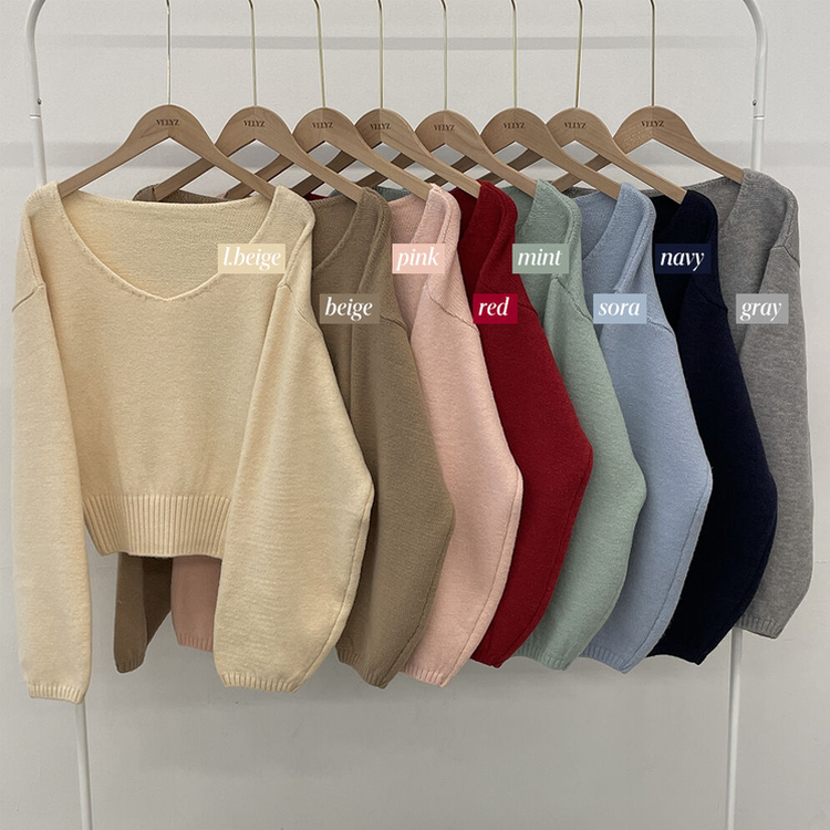 아방핏 트임버튼 원 오프숄더 크롭 입술넥 벌룬니트 연말룩