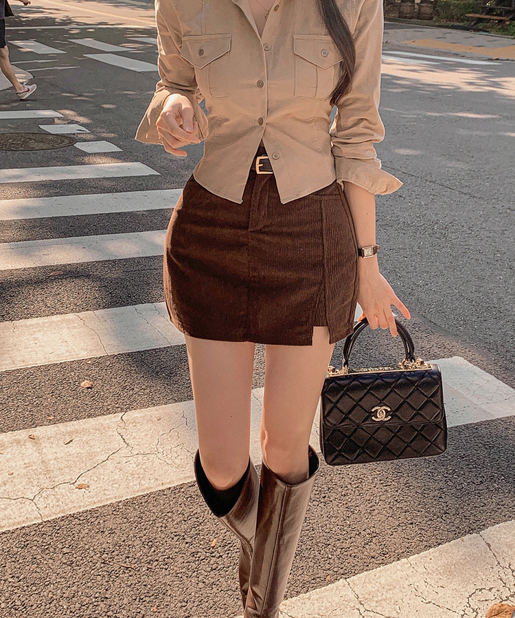 コールデンコーデュロイHラインミニスカート｜ミニスカート