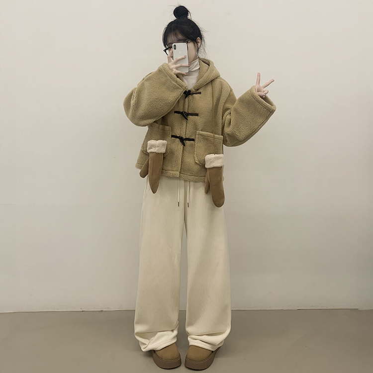 포근 후드 양털 떡볶이 퍼자켓 숏코트 덤블점퍼