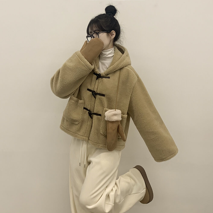 포근 후드 양털 떡볶이 퍼자켓 숏코트 덤블점퍼