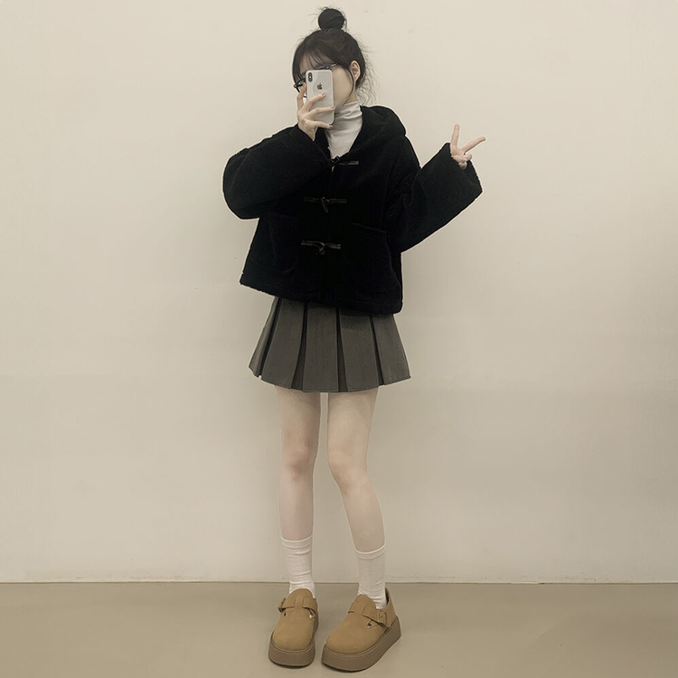 포근 후드 양털 떡볶이 퍼자켓 숏코트 덤블점퍼