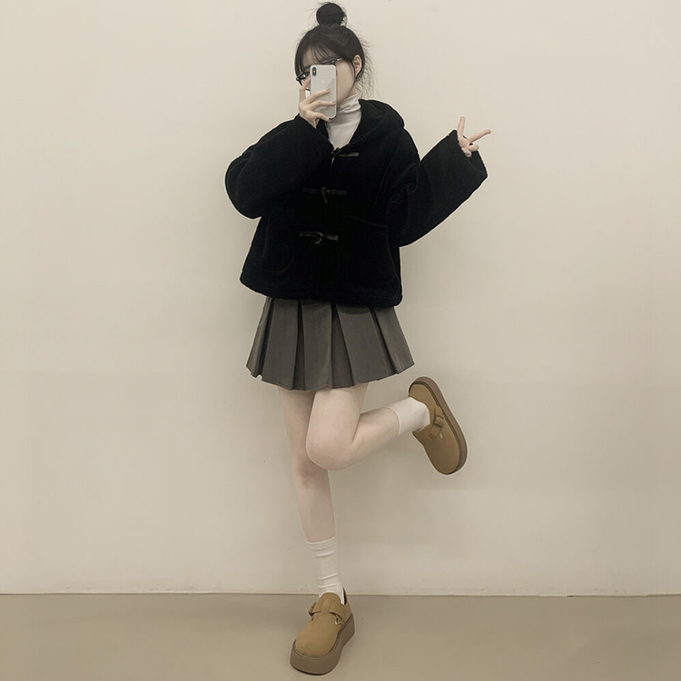 포근 후드 양털 떡볶이 퍼자켓 숏코트 덤블점퍼