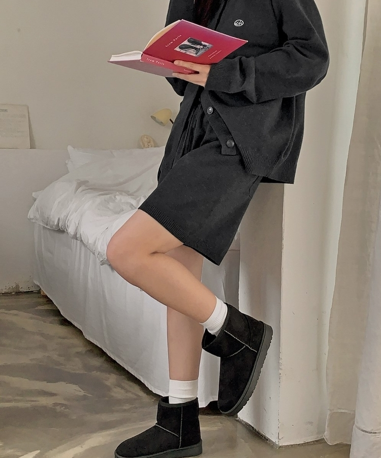 ショートパンツ バンディングニットショートパンツ CHARCOAL