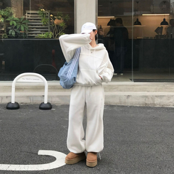 【SET着用可能】【丈別】スマーフフリースワイドトレーニングセット(6color) WHITE