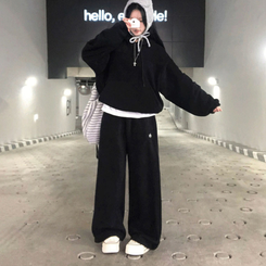 【SET着用可能】【丈別】スマーフフリースワイドトレーニングセット(6color) BLACK