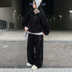 【SET着用可能】【丈別】スマーフフリースワイドトレーニングセット(6color) BLACK