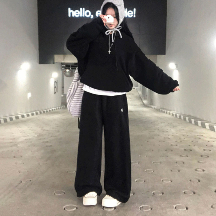 【SET着用可能】【丈別】スマーフフリースワイドトレーニングセット(6color) BLACK