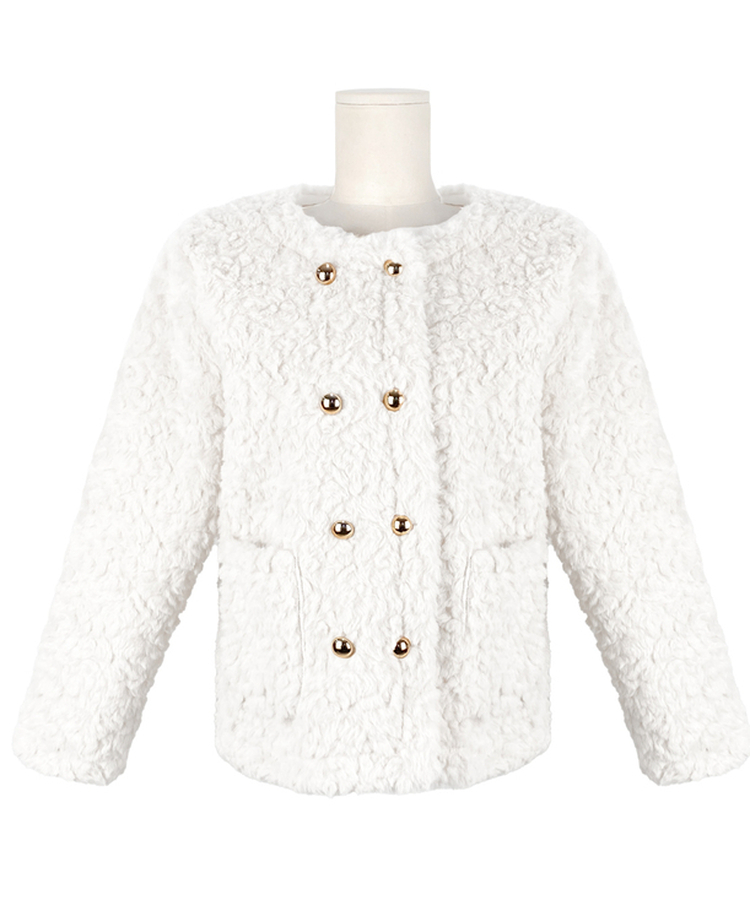 ダブルボタンポケットフェイクファージャケット