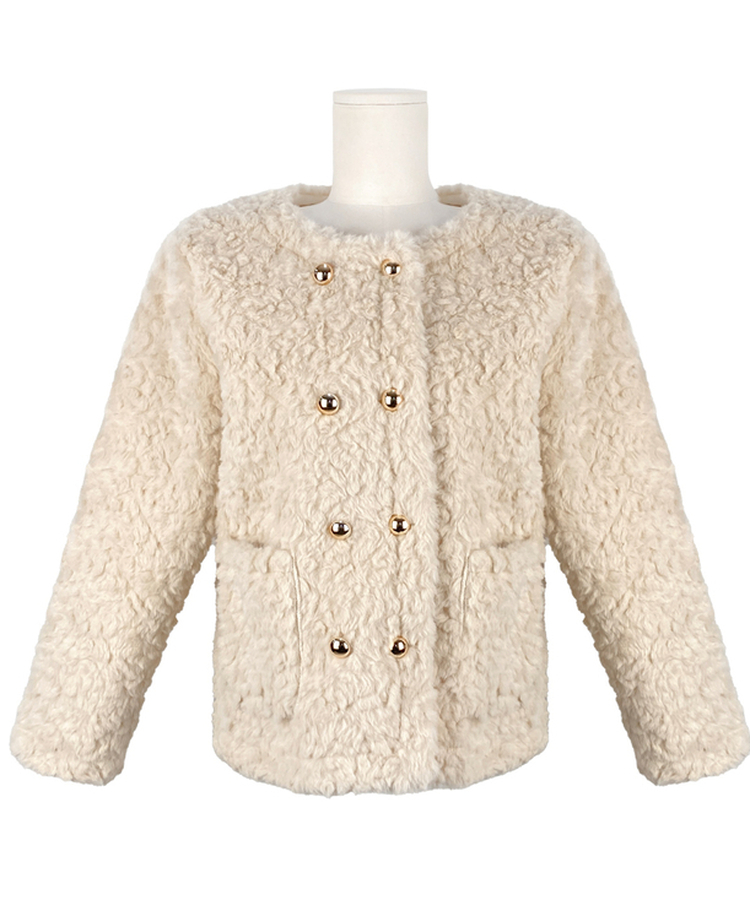 ダブルボタンポケットフェイクファージャケット